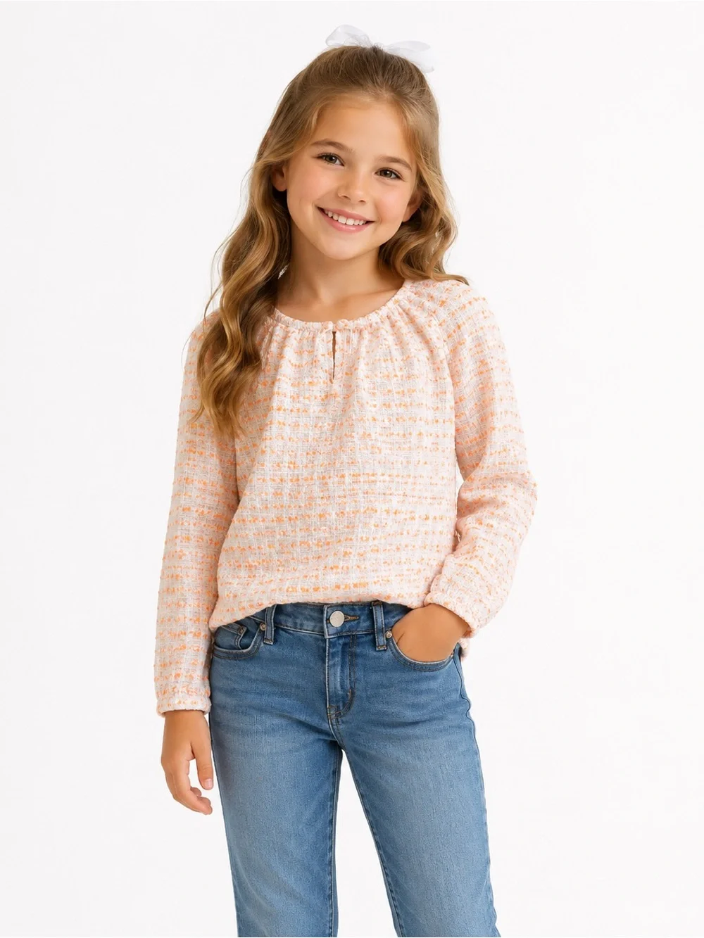 Crewcuts Kids Blouse in Orange and White